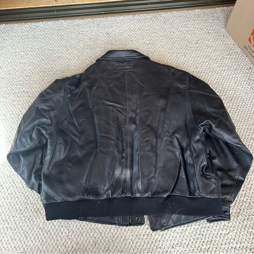 Eddie Bauer Black Leather Bomber Jacket - Picture 10 of 10